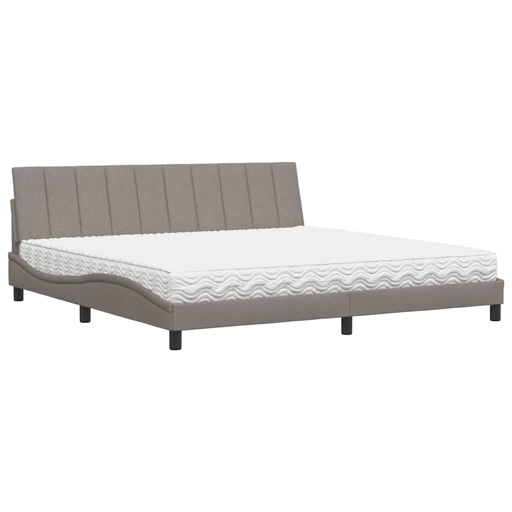 Lit avec matelas Hanko taupe 200x200 cm tissu - XIOS