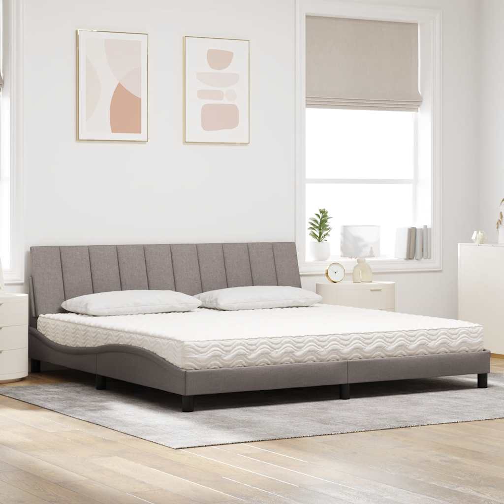Lit avec matelas Hanko taupe 200x200 cm tissu - XIOS