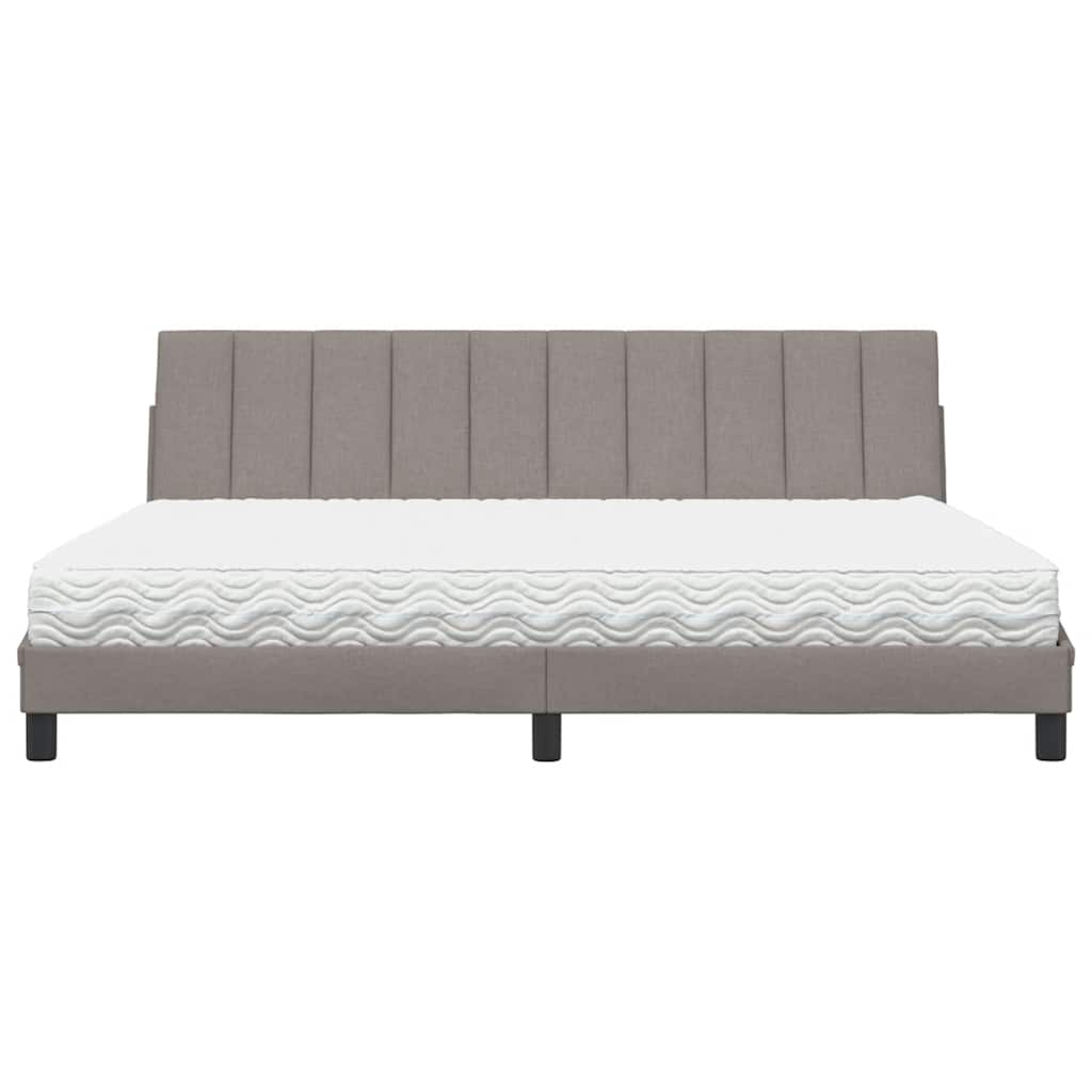 Lit avec matelas Hanko taupe 200x200 cm tissu - XIOS