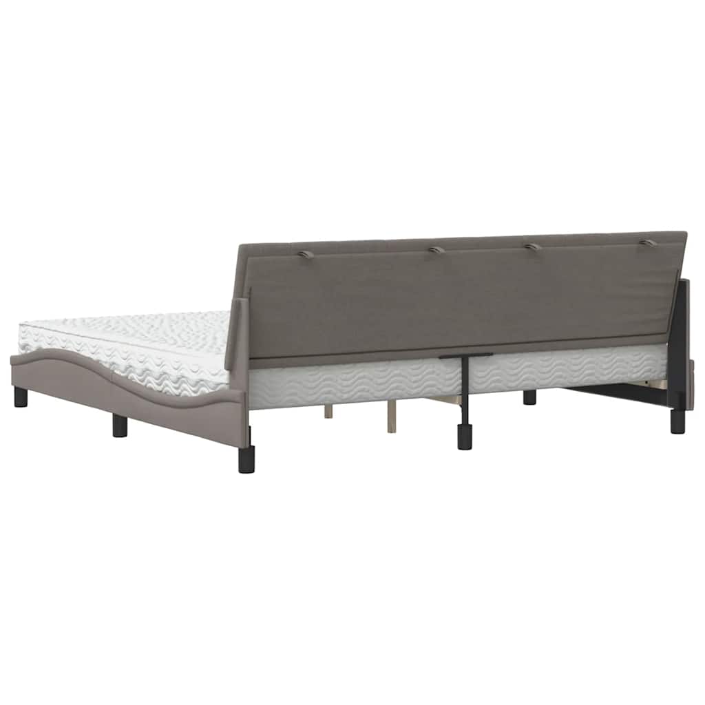 Lit avec matelas Hanko taupe 200x200 cm tissu - XIOS
