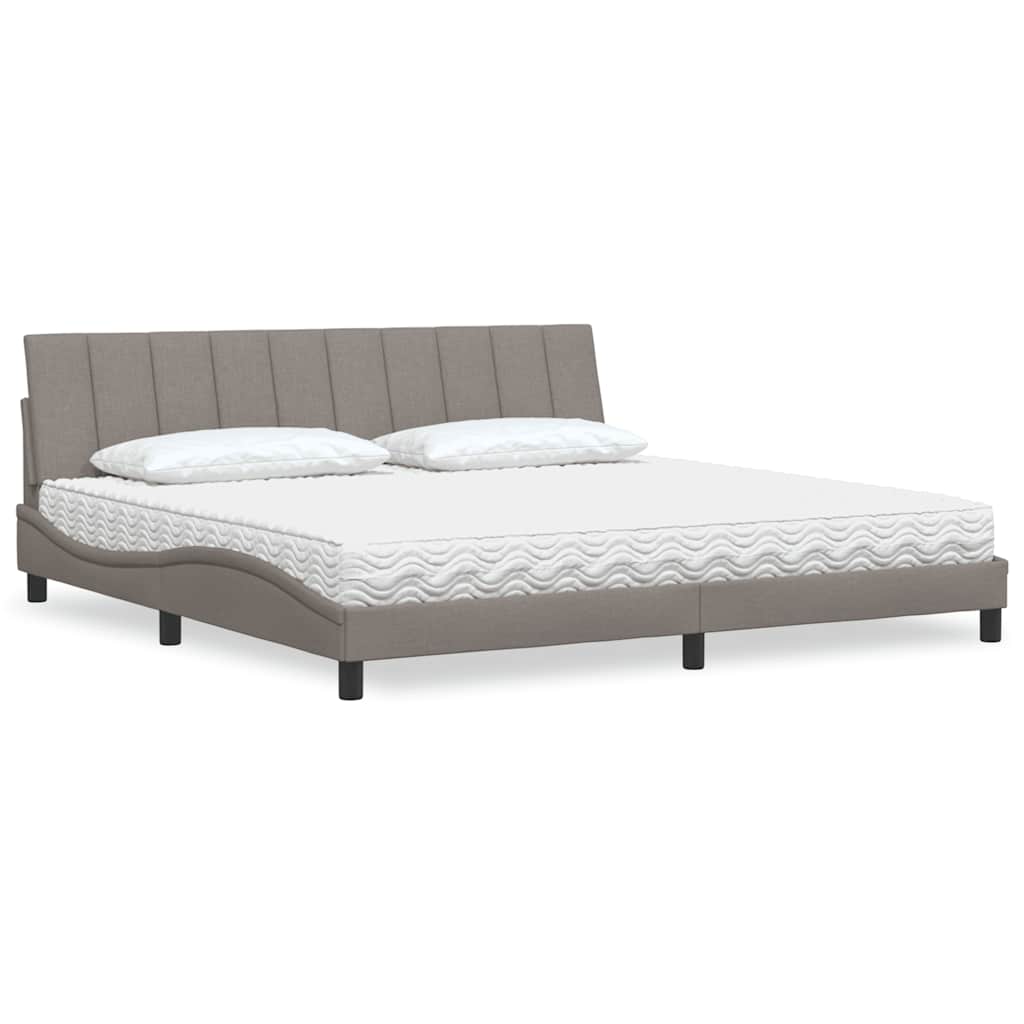 Lit avec matelas Hanko taupe 200x200 cm tissu - XIOS