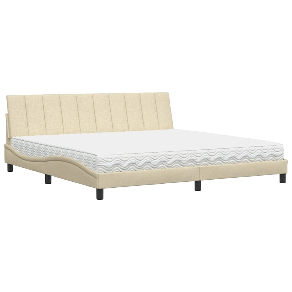 Lit avec matelas Hanko crème 200x200 cm tissu - XIOS