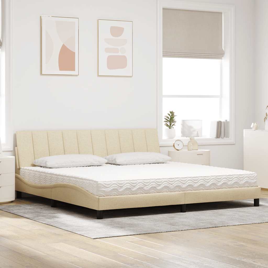 Lit avec matelas Hanko crème 200x200 cm tissu - XIOS