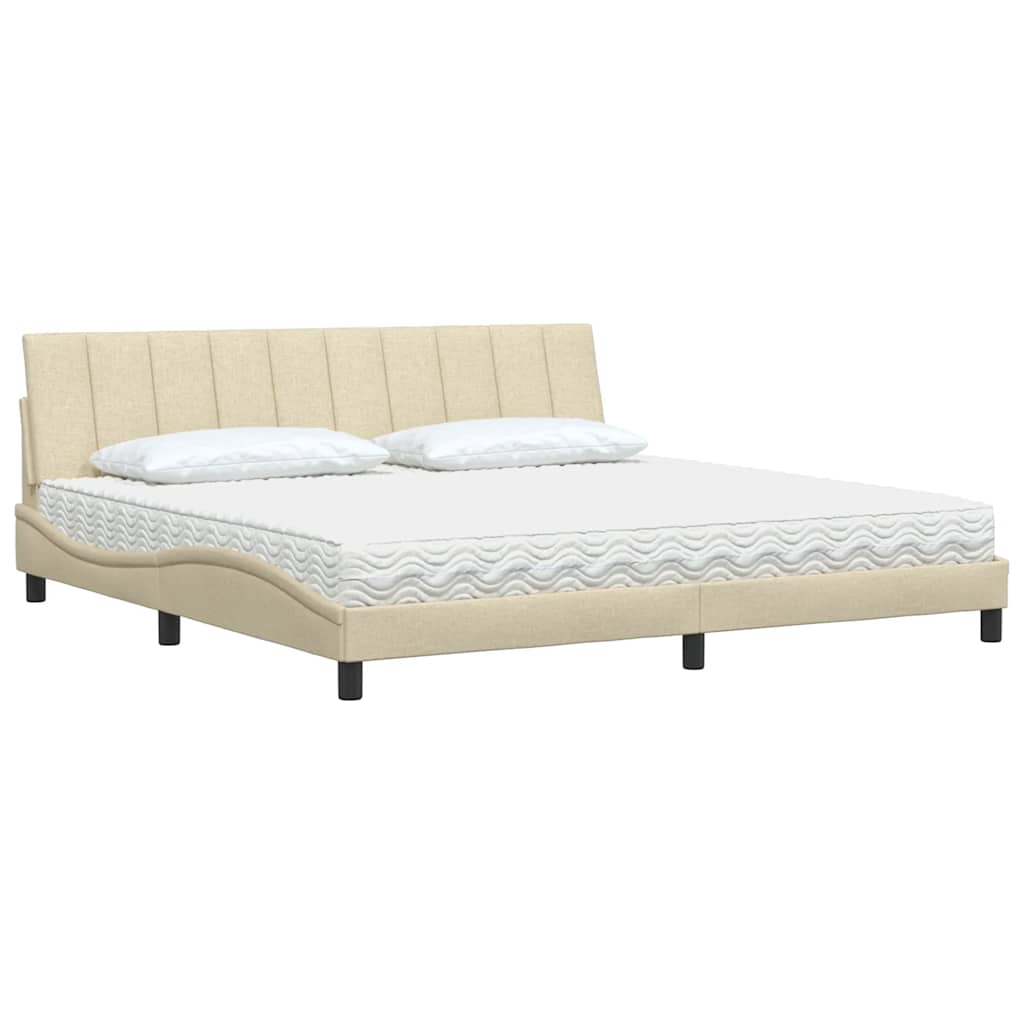 Lit avec matelas Hanko crème 200x200 cm tissu - XIOS