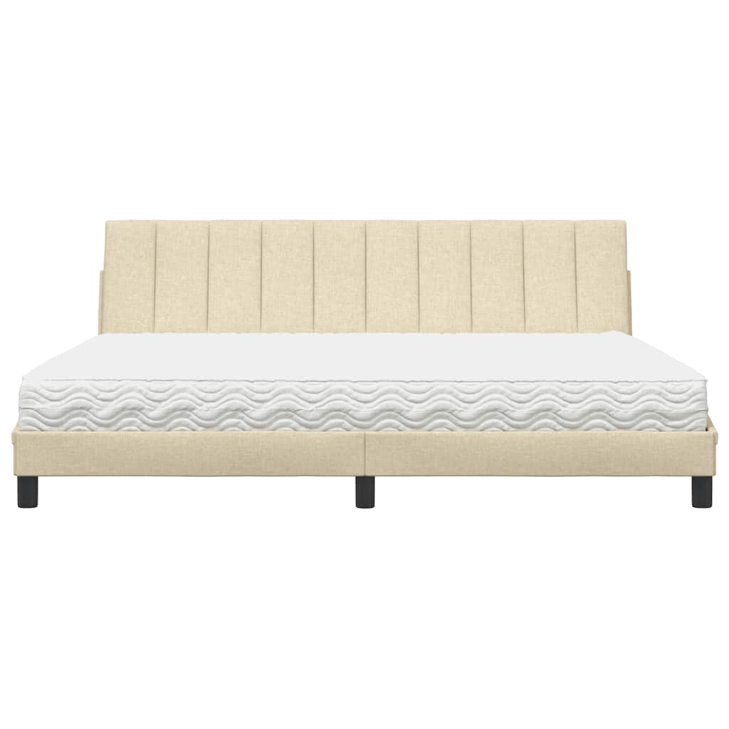 Lit avec matelas Hanko crème 200x200 cm tissu - XIOS