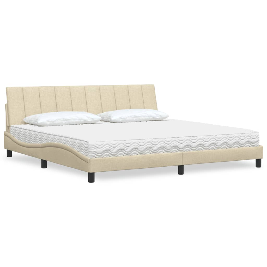 Lit avec matelas Hanko crème 200x200 cm tissu - XIOS