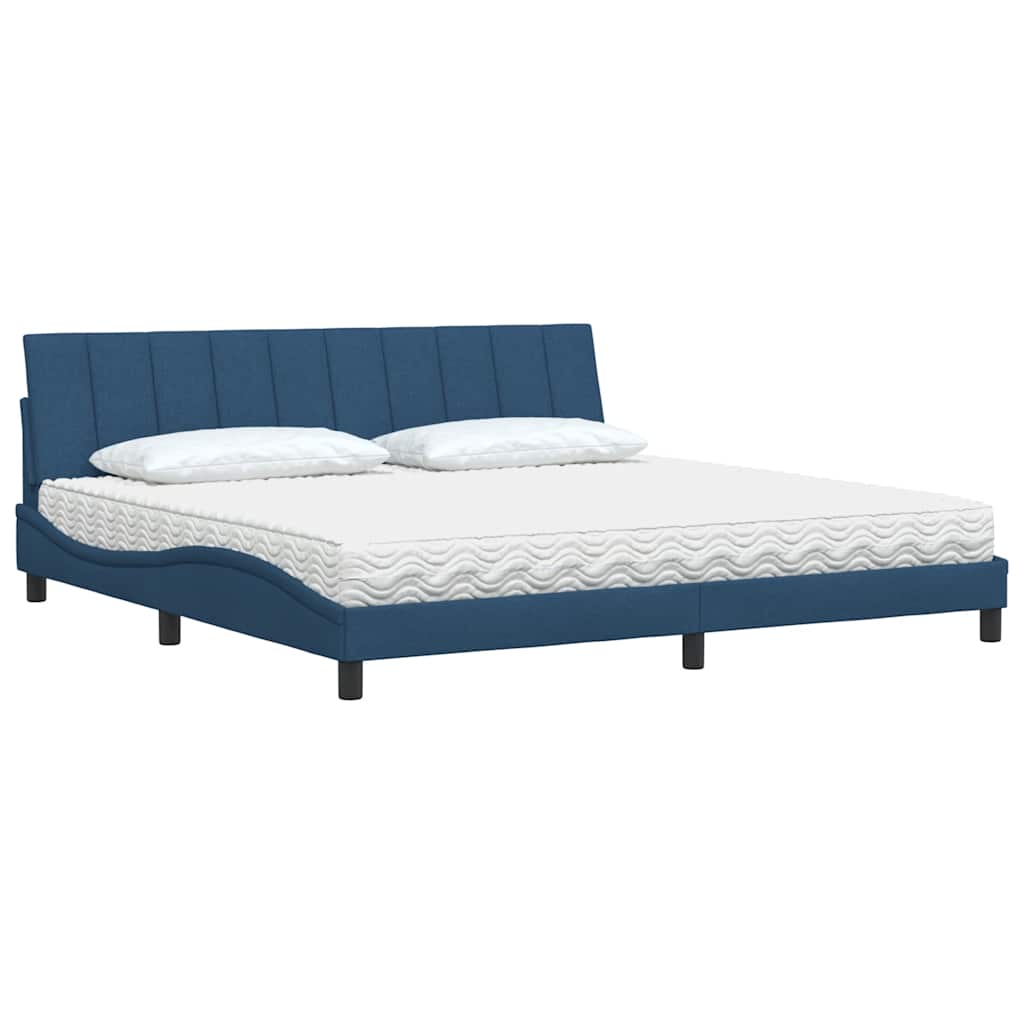 Lit avec matelas Hanko bleu 200x200 cm tissu - XIOS