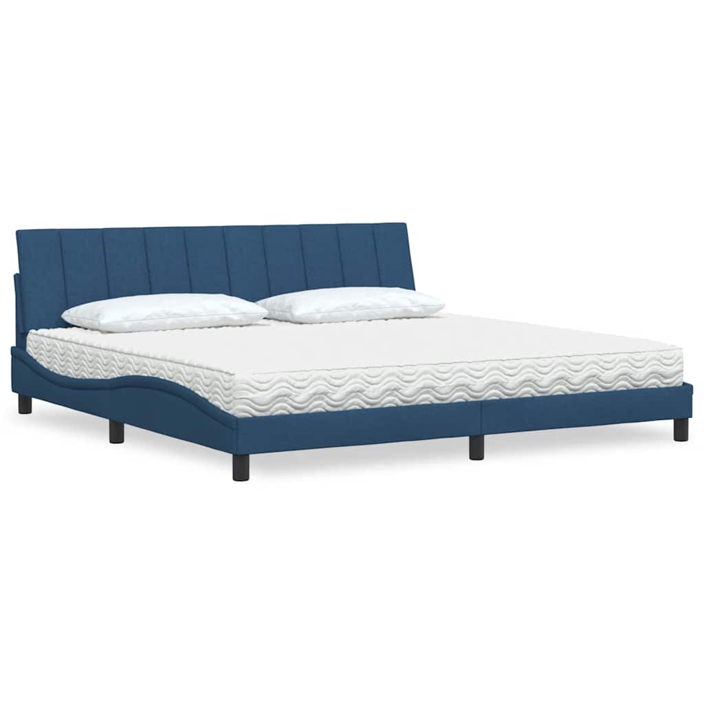 Lit avec matelas Hanko bleu 200x200 cm tissu - XIOS