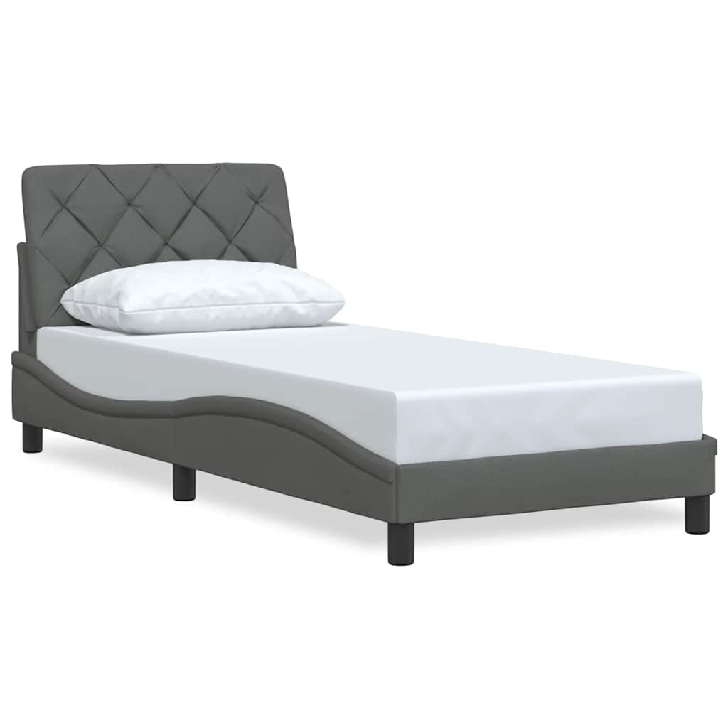 Cadre de lit sans matelas gris foncé 80x200 cm tissu - XIOS