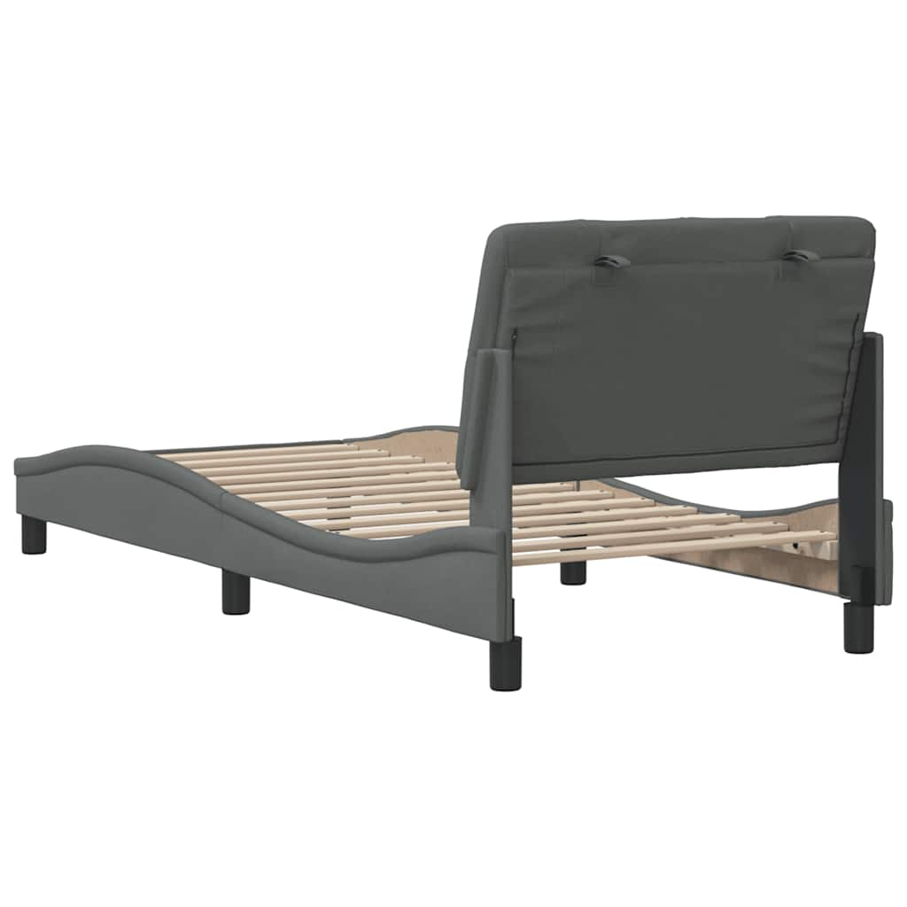 Cadre de lit sans matelas gris foncé 80x200 cm tissu - XIOS