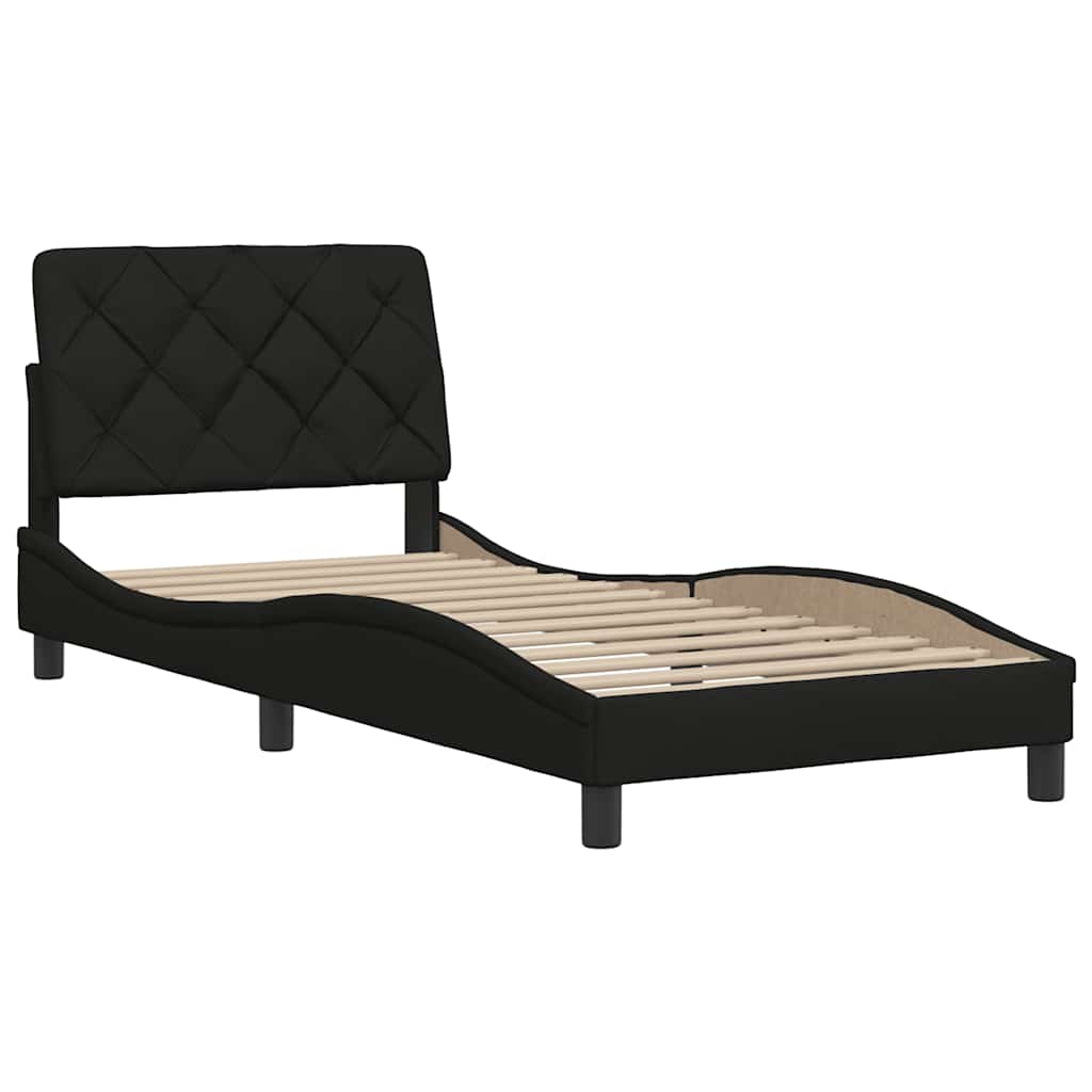 Cadre de lit sans matelas noir 80x200 cm tissu - XIOS