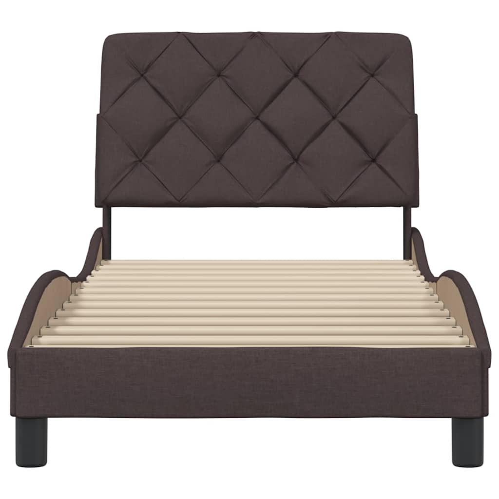 Cadre de lit sans matelas marron foncé 80x200 cm tissu - XIOS