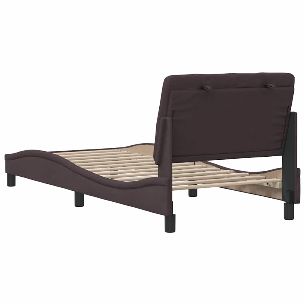 Cadre de lit sans matelas marron foncé 80x200 cm tissu - XIOS