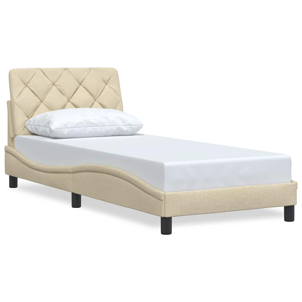 Cadre de lit sans matelas crème 80x200 cm tissu - XIOS