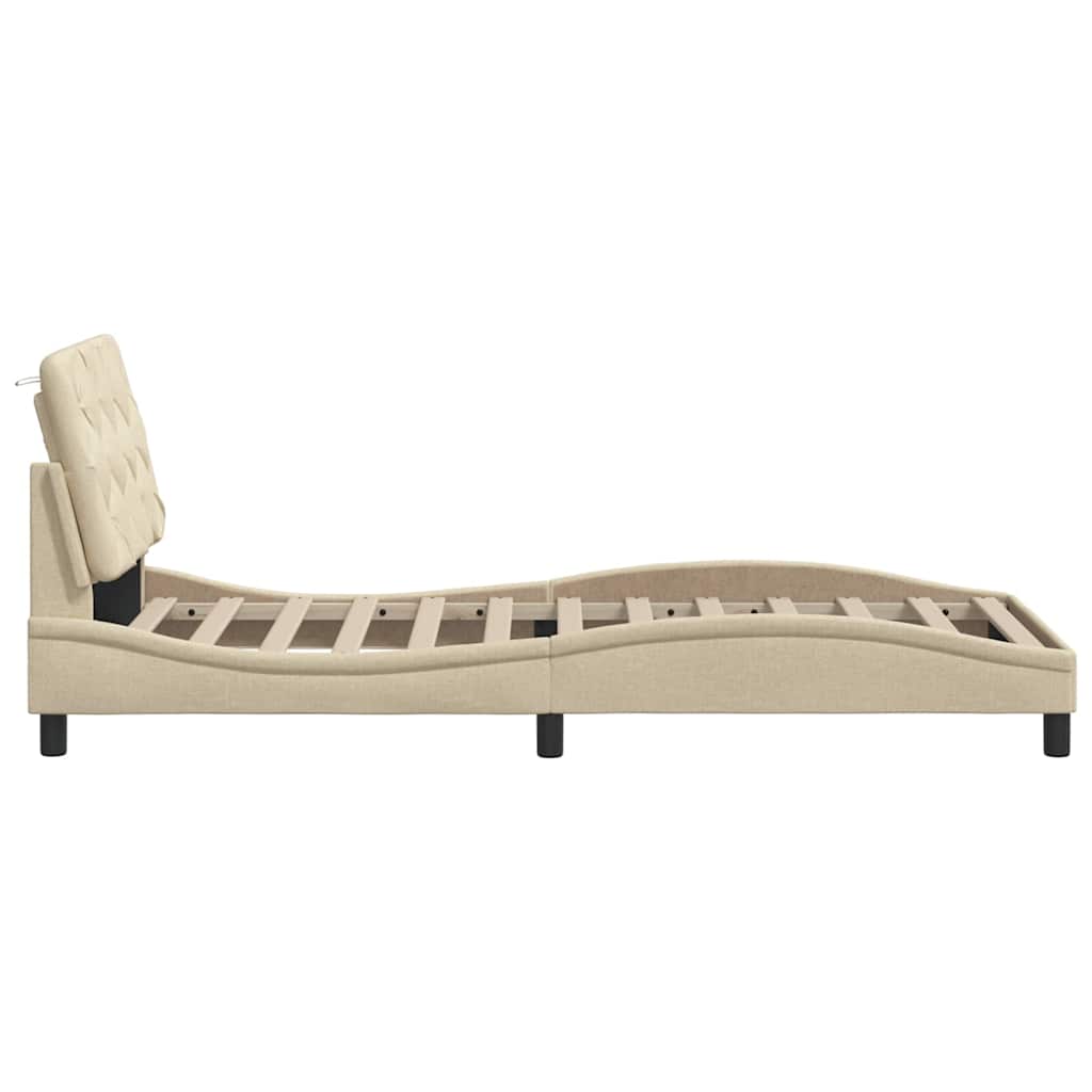 Cadre de lit sans matelas crème 80x200 cm tissu - XIOS