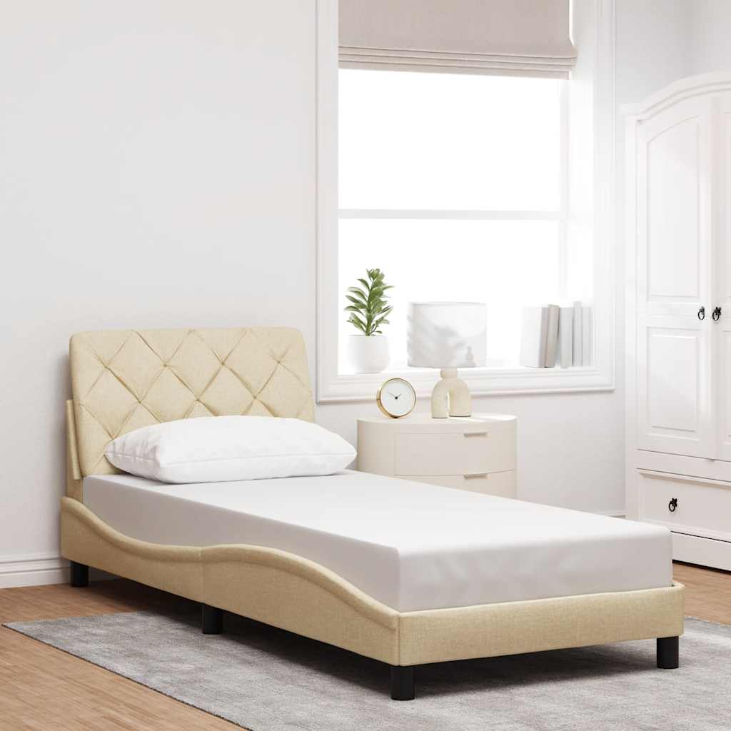 Cadre de lit sans matelas crème 80x200 cm tissu - XIOS