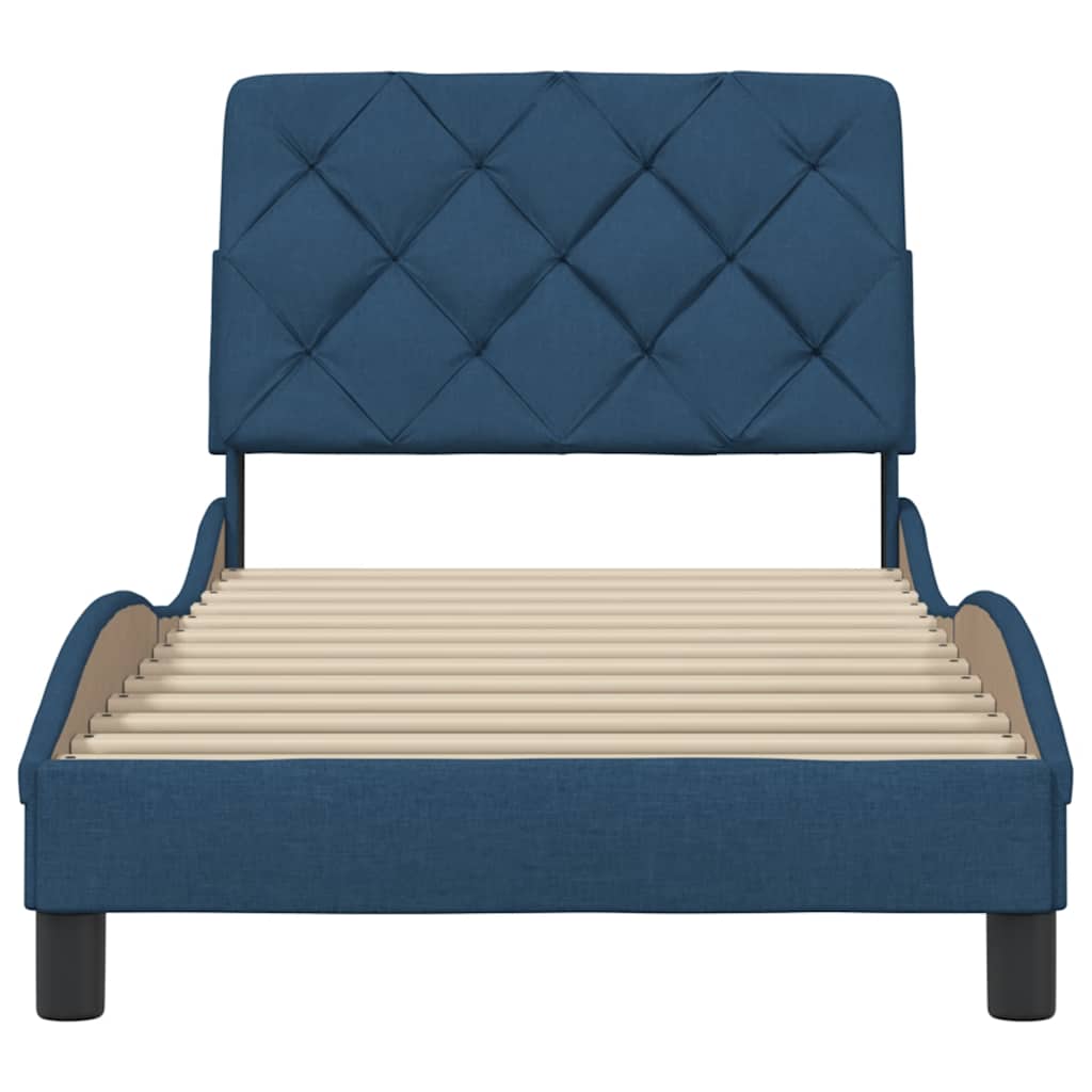 Cadre de lit sans matelas bleu 80x200 cm tissu - XIOS