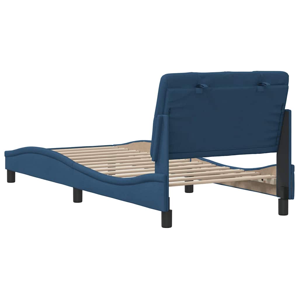 Cadre de lit sans matelas bleu 80x200 cm tissu - XIOS