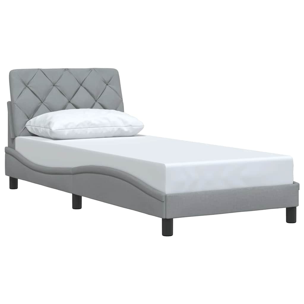 Cadre de lit sans matelas gris clair 90x190 cm tissu - XIOS