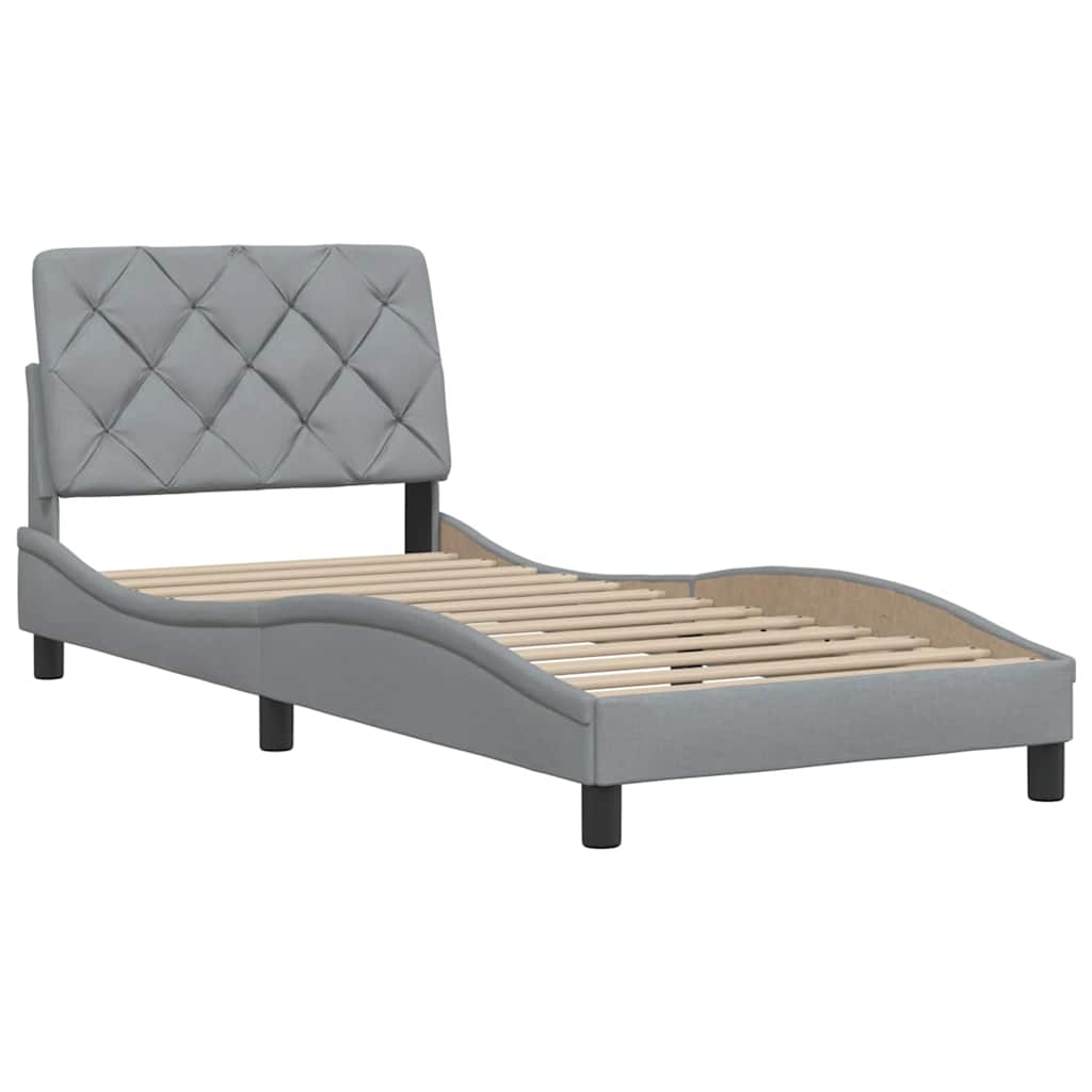 Cadre de lit sans matelas gris clair 90x190 cm tissu - XIOS