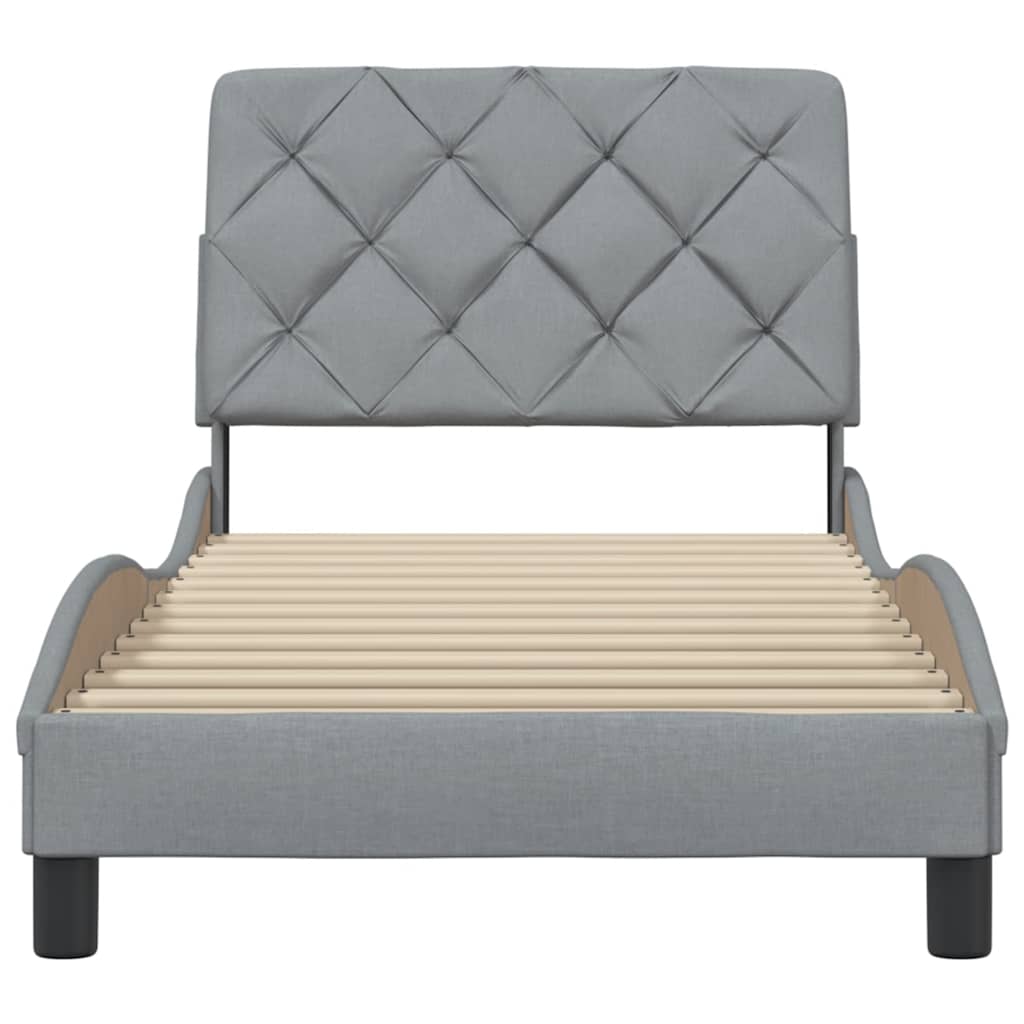 Cadre de lit sans matelas gris clair 90x190 cm tissu - XIOS