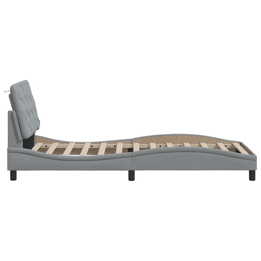 Cadre de lit sans matelas gris clair 90x190 cm tissu - XIOS