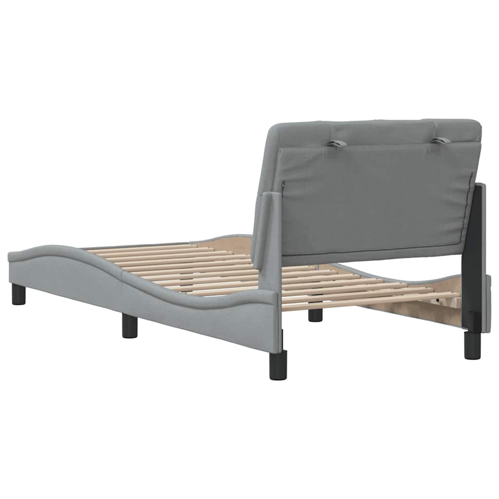 Cadre de lit sans matelas gris clair 90x190 cm tissu - XIOS