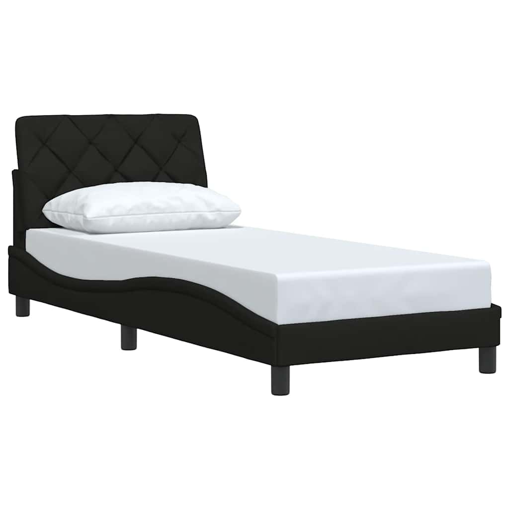 Cadre de lit sans matelas noir 90x190 cm tissu - XIOS