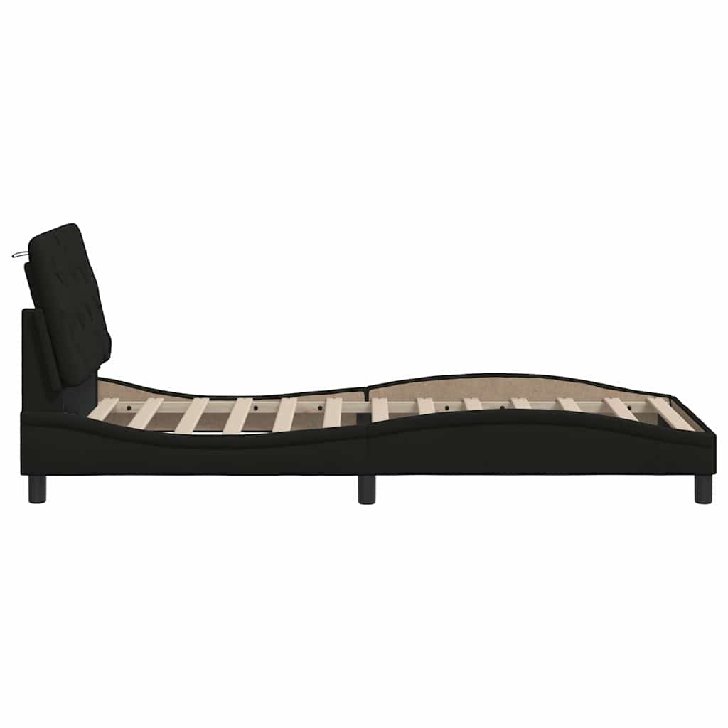 Cadre de lit sans matelas noir 90x190 cm tissu - XIOS