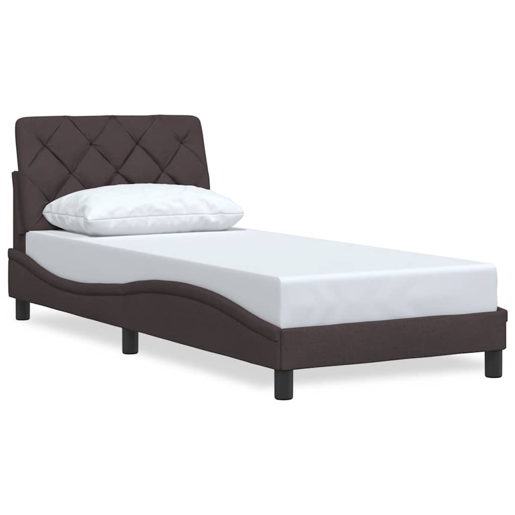 Cadre de lit sans matelas marron foncé 90x190 cm tissu - XIOS