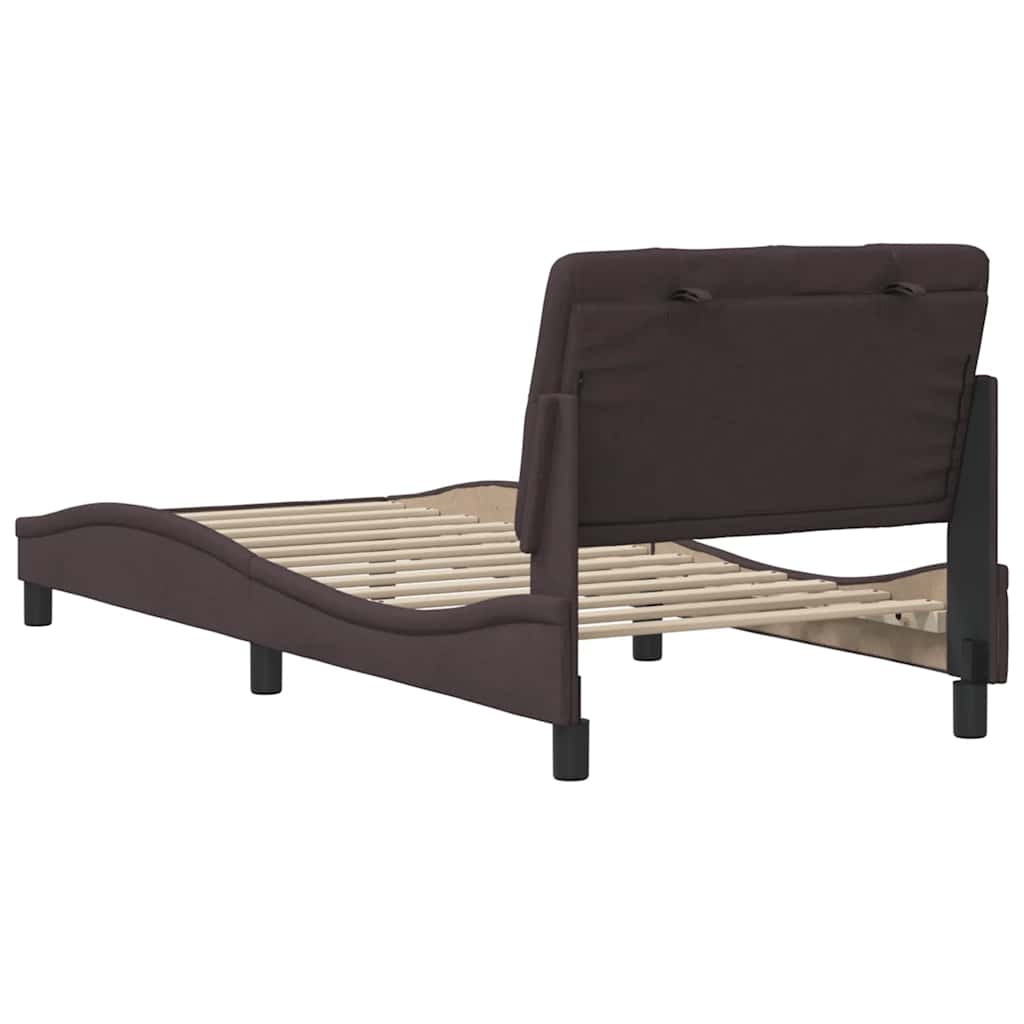 Cadre de lit sans matelas marron foncé 90x190 cm tissu - XIOS