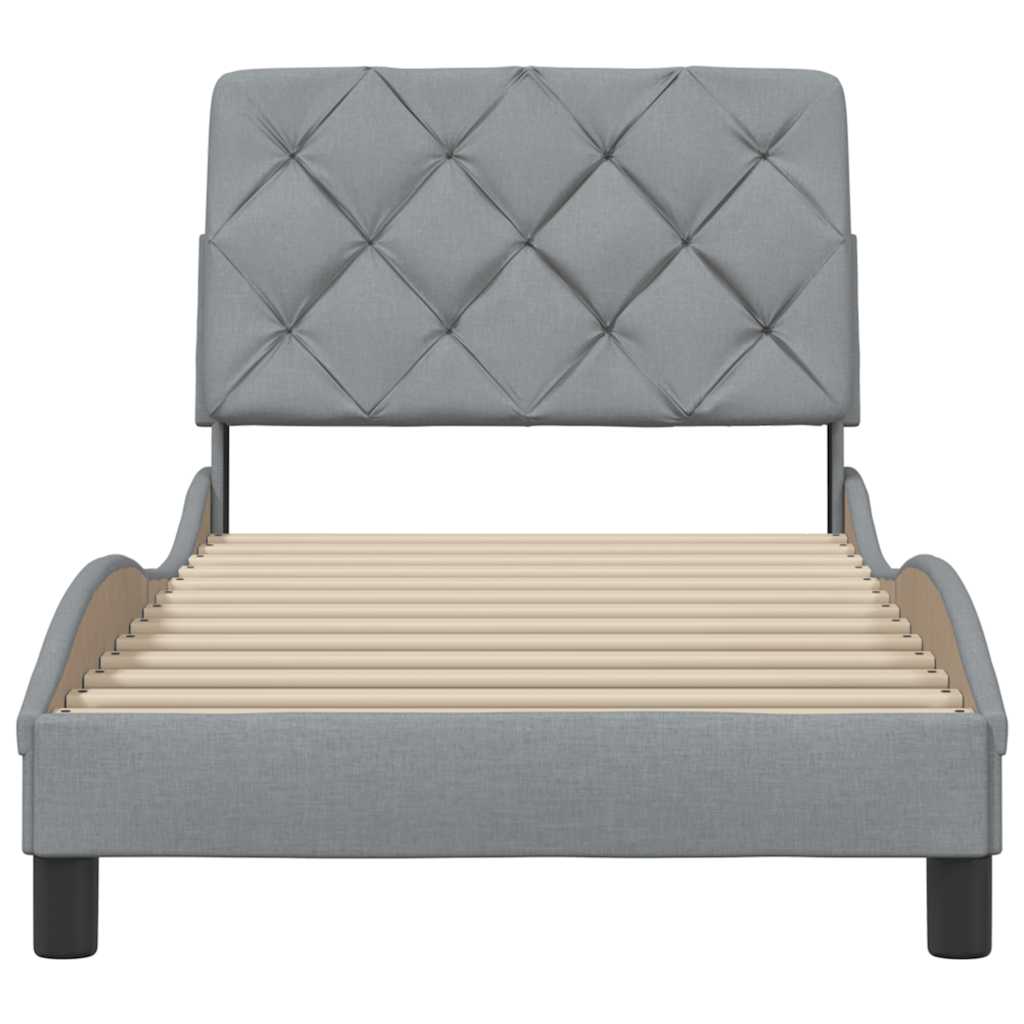 Cadre de lit sans matelas gris clair 90x200 cm tissu - XIOS