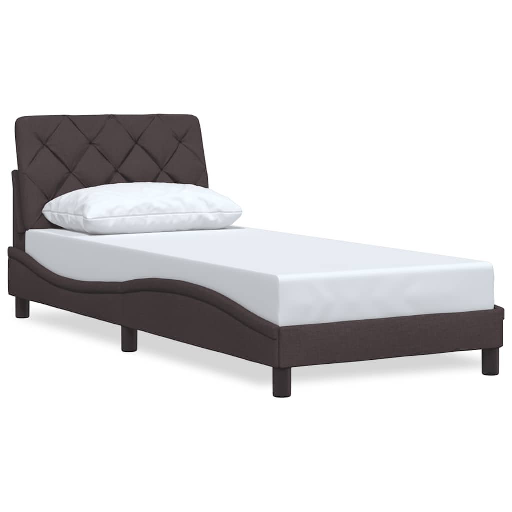Cadre de lit sans matelas marron foncé 90x200 cm tissu - XIOS