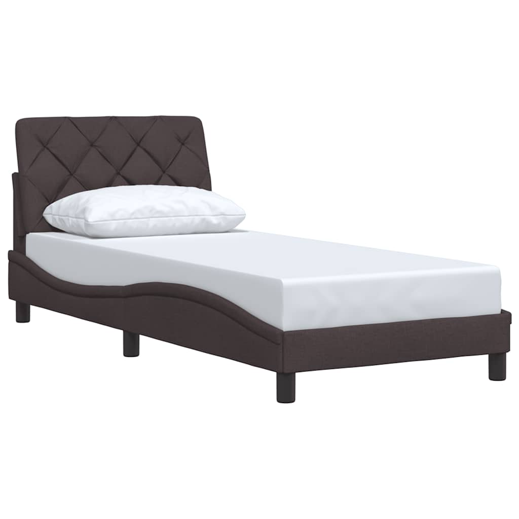 Cadre de lit sans matelas marron foncé 90x200 cm tissu - XIOS