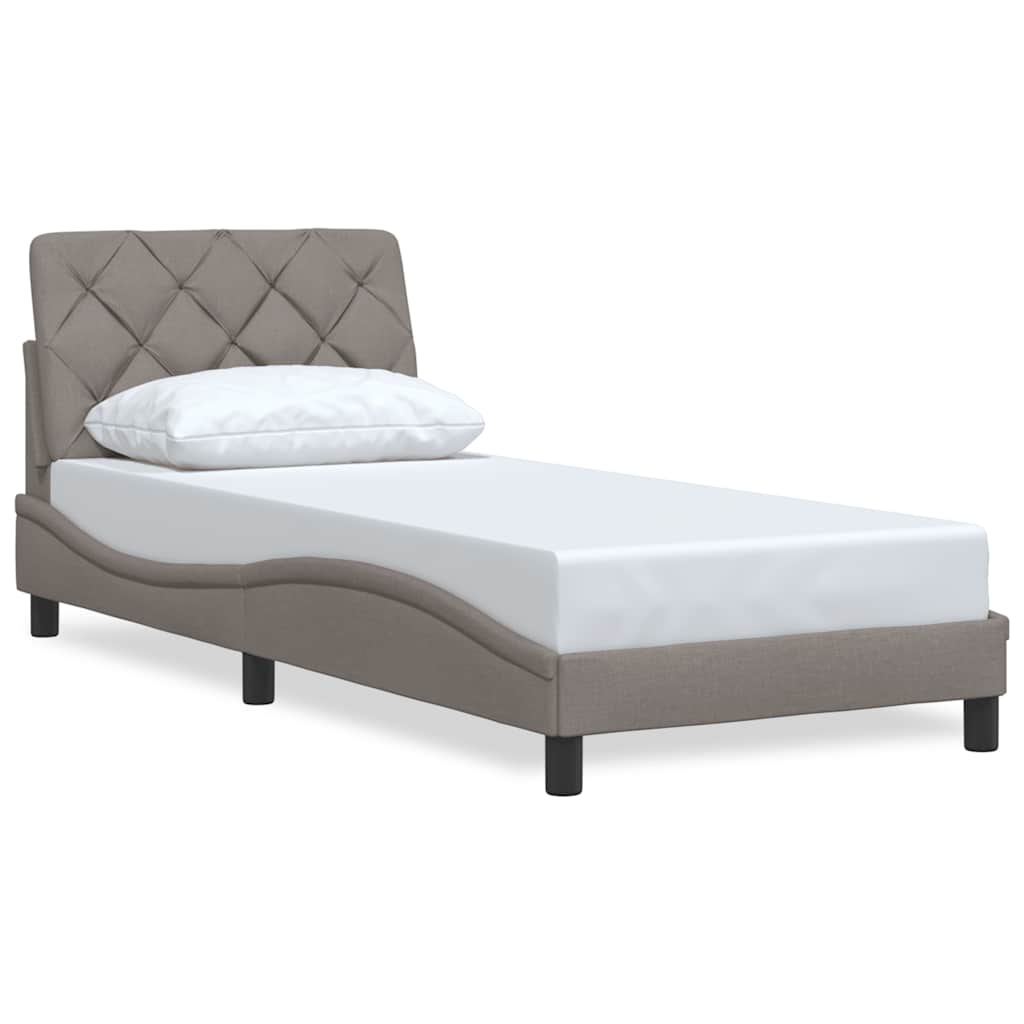 Cadre de lit sans matelas taupe 90x200 cm tissu - XIOS