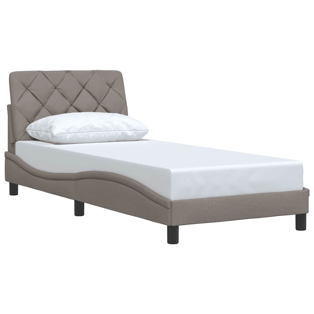 Cadre de lit sans matelas taupe 90x200 cm tissu - XIOS