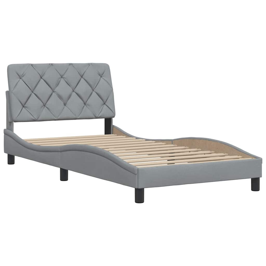 Cadre de lit sans matelas gris clair 100x200 cm tissu - XIOS