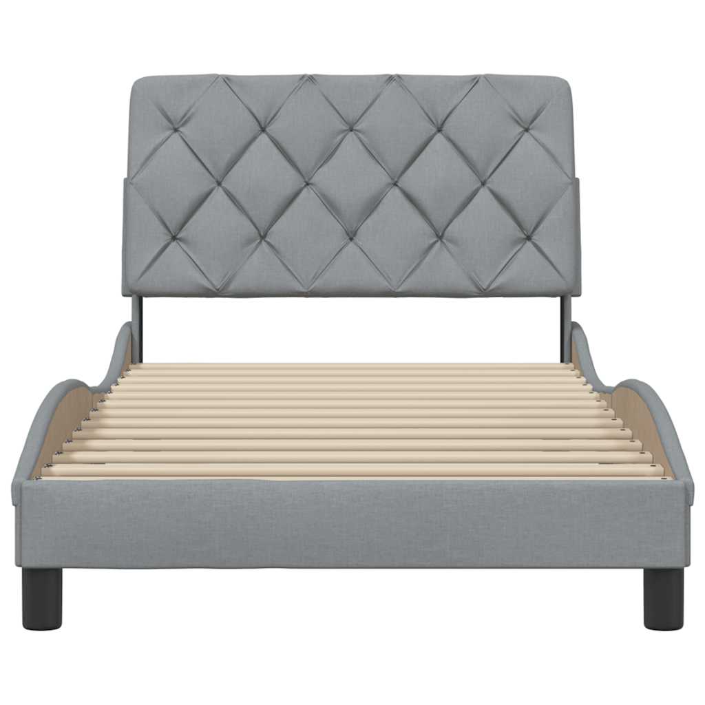Cadre de lit sans matelas gris clair 100x200 cm tissu - XIOS