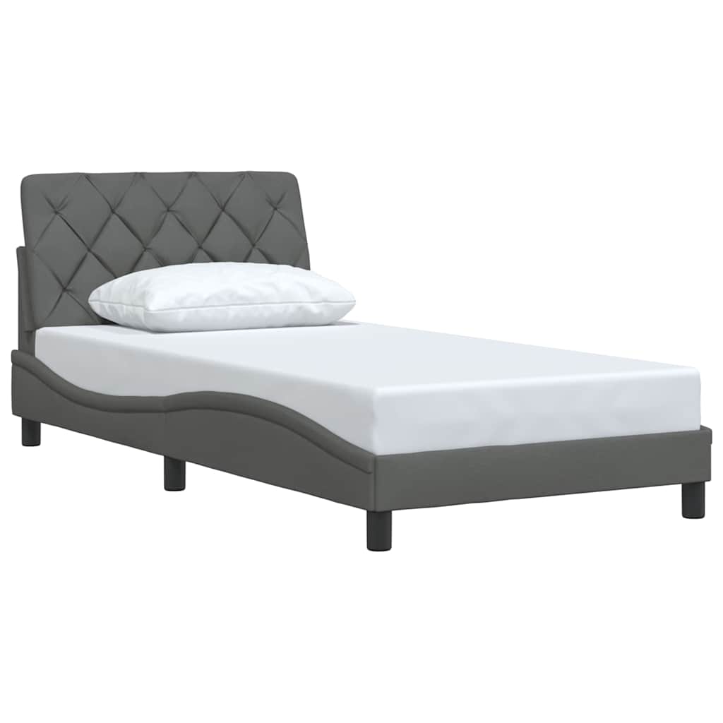 Cadre de lit sans matelas gris foncé 100x200 cm tissu - XIOS