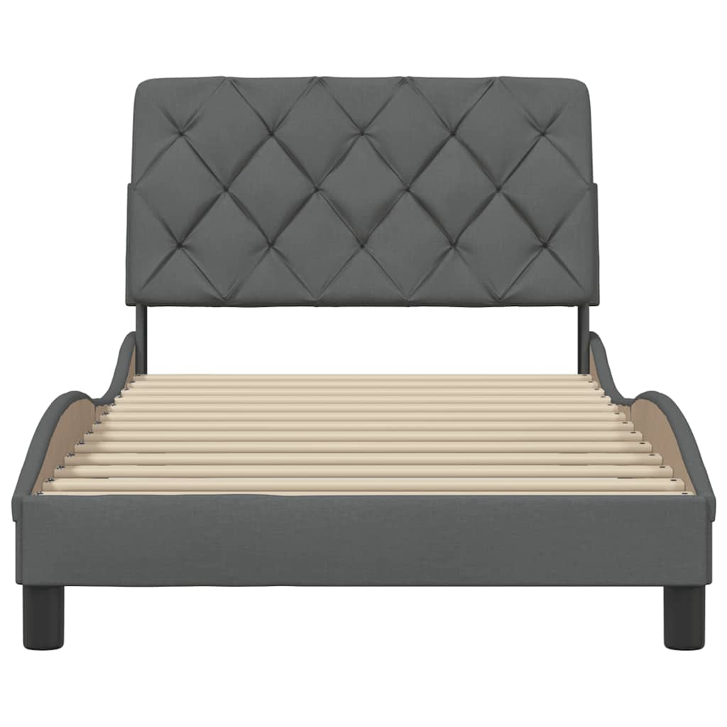 Cadre de lit sans matelas gris foncé 100x200 cm tissu - XIOS