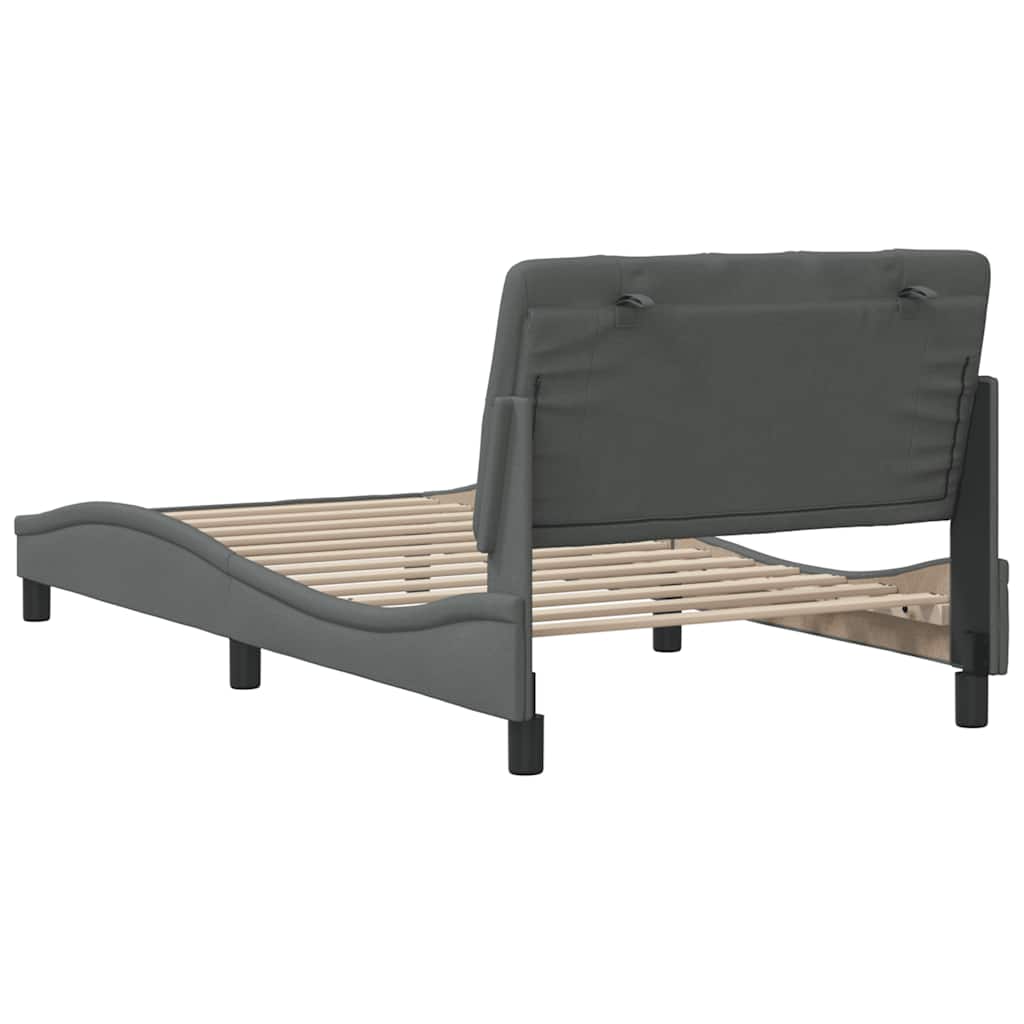 Cadre de lit sans matelas gris foncé 100x200 cm tissu - XIOS