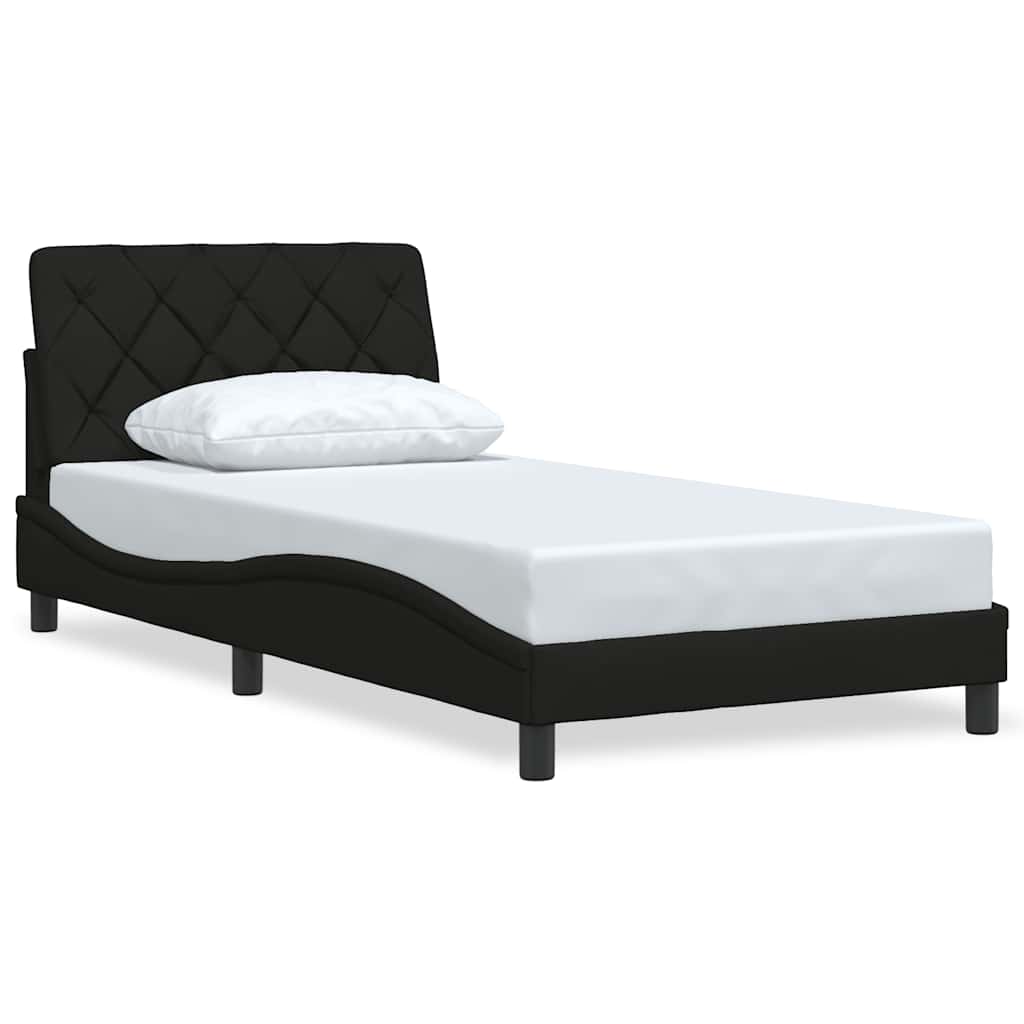 Cadre de lit sans matelas noir 100x200 cm tissu - XIOS