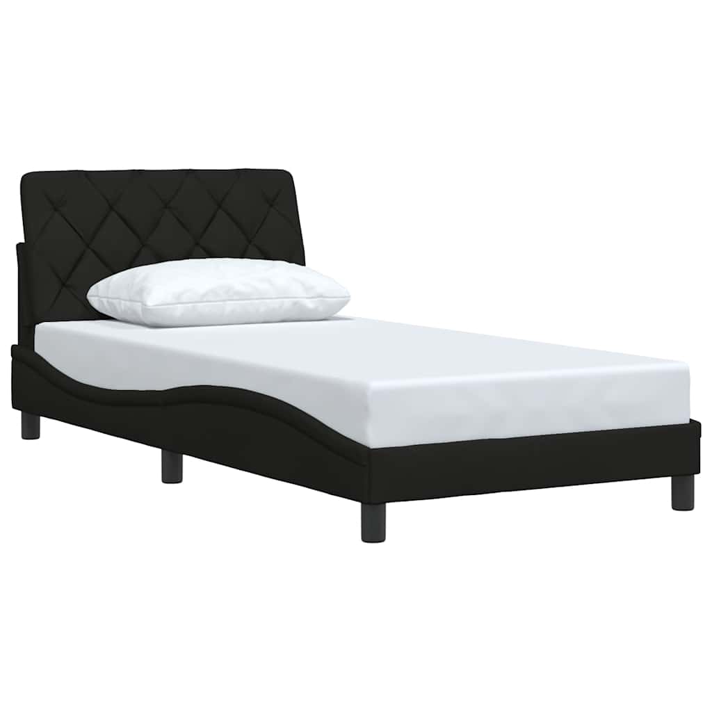 Cadre de lit sans matelas noir 100x200 cm tissu - XIOS