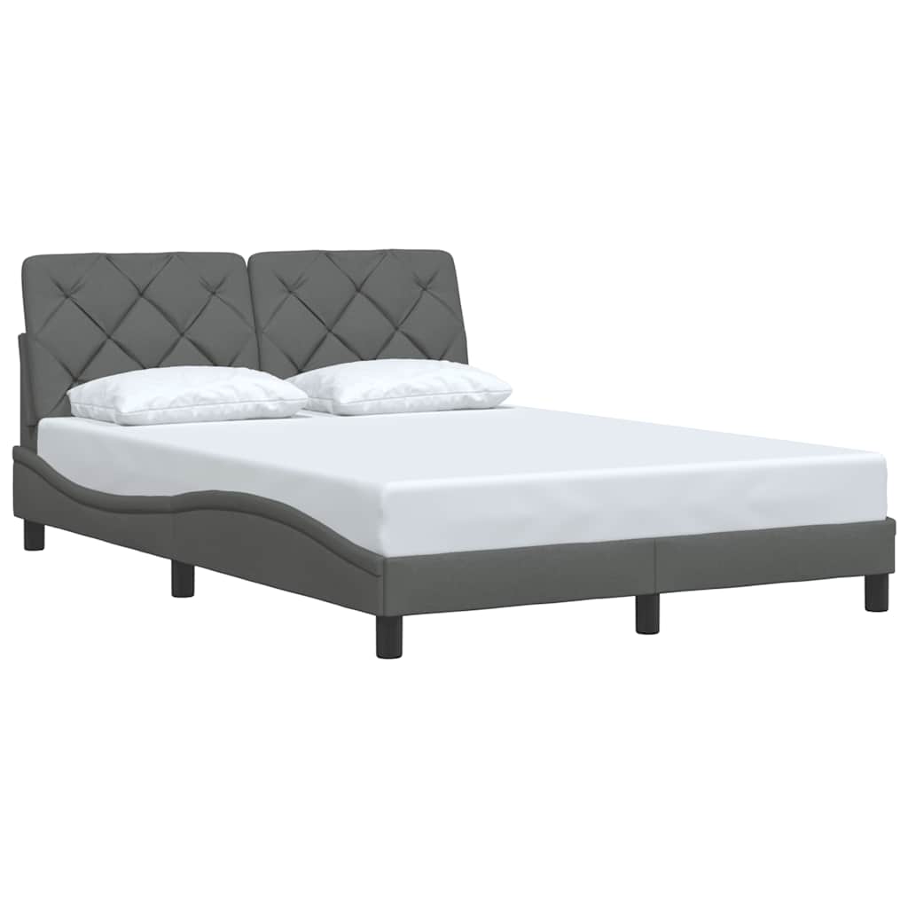 Cadre de lit sans matelas gris foncé 120x200 cm tissu - XIOS