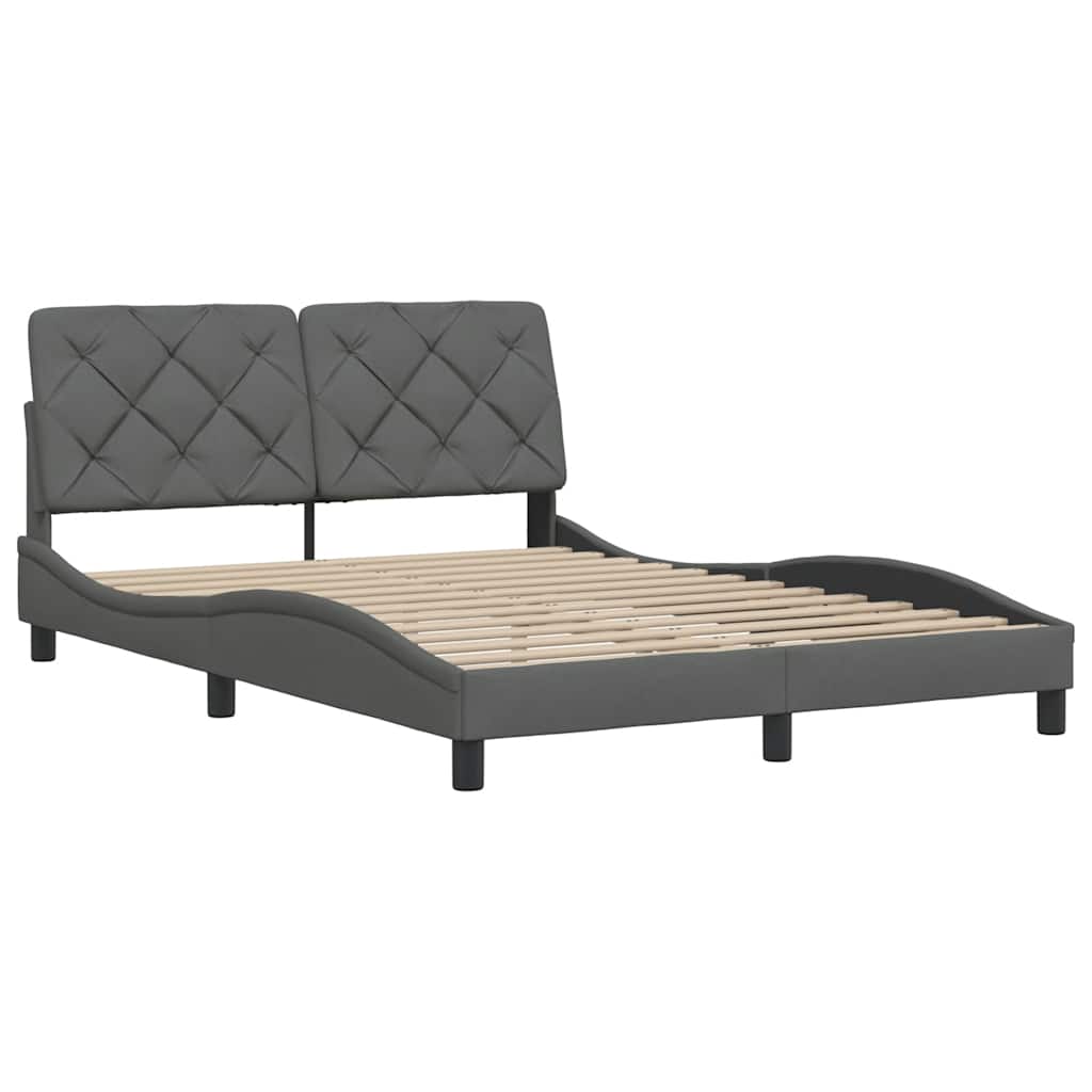 Cadre de lit sans matelas gris foncé 120x200 cm tissu - XIOS