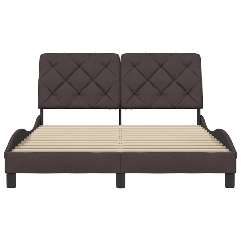 Cadre de lit sans matelas marron foncé 120x200 cm tissu - XIOS