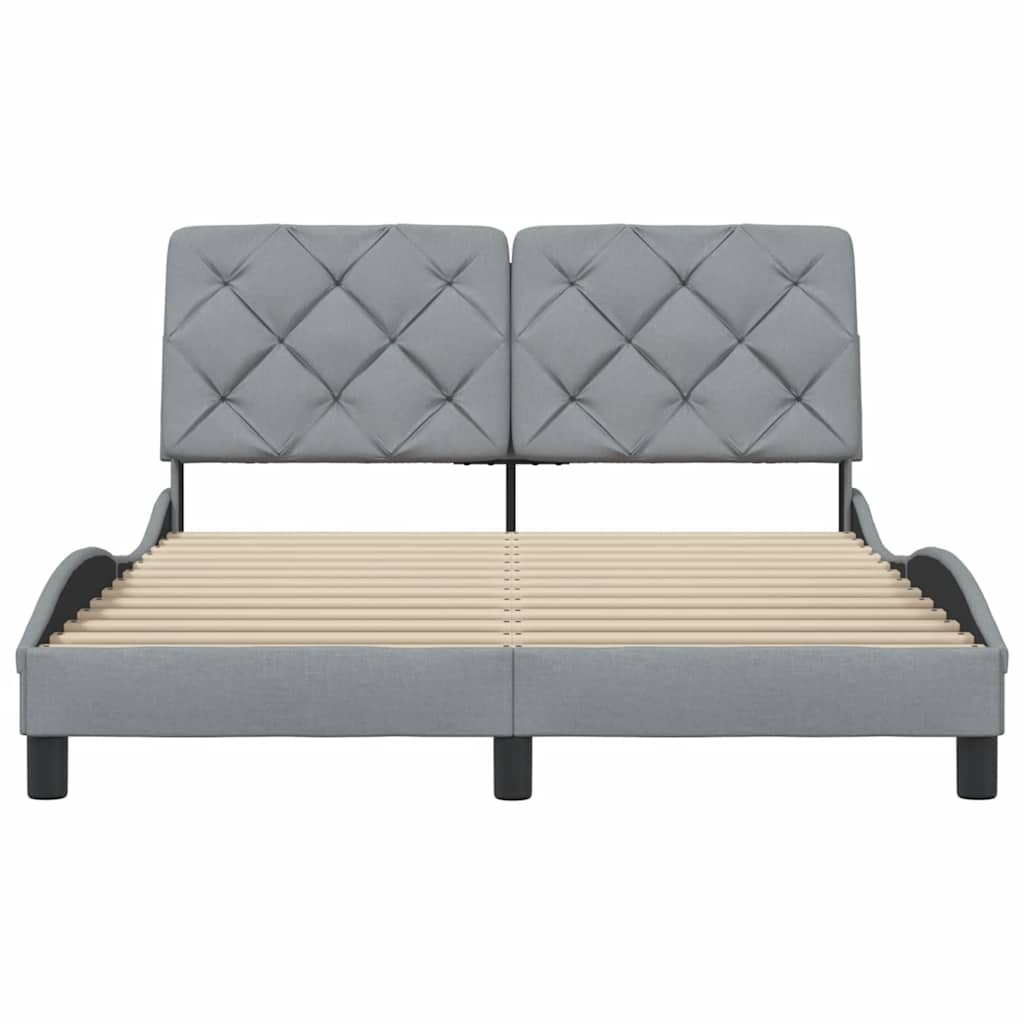 Cadre de lit sans matelas gris clair 140x190 cm tissu - XIOS