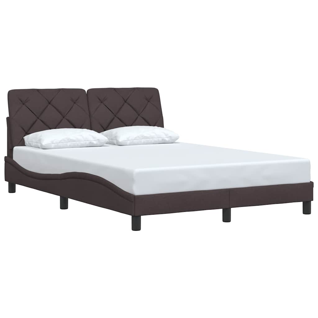 Cadre de lit sans matelas marron foncé 140x190 cm tissu - XIOS