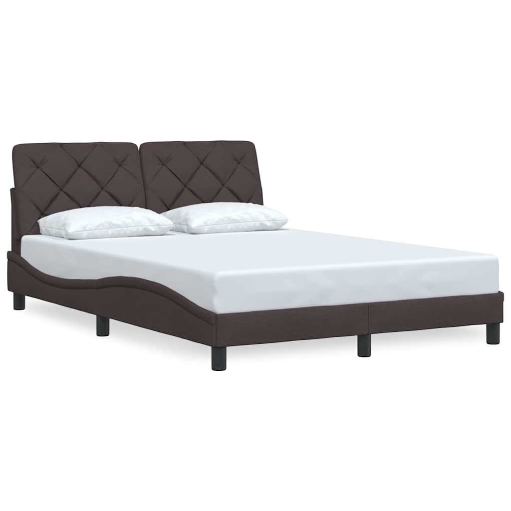 Cadre de lit sans matelas marron foncé 140x190 cm tissu - XIOS