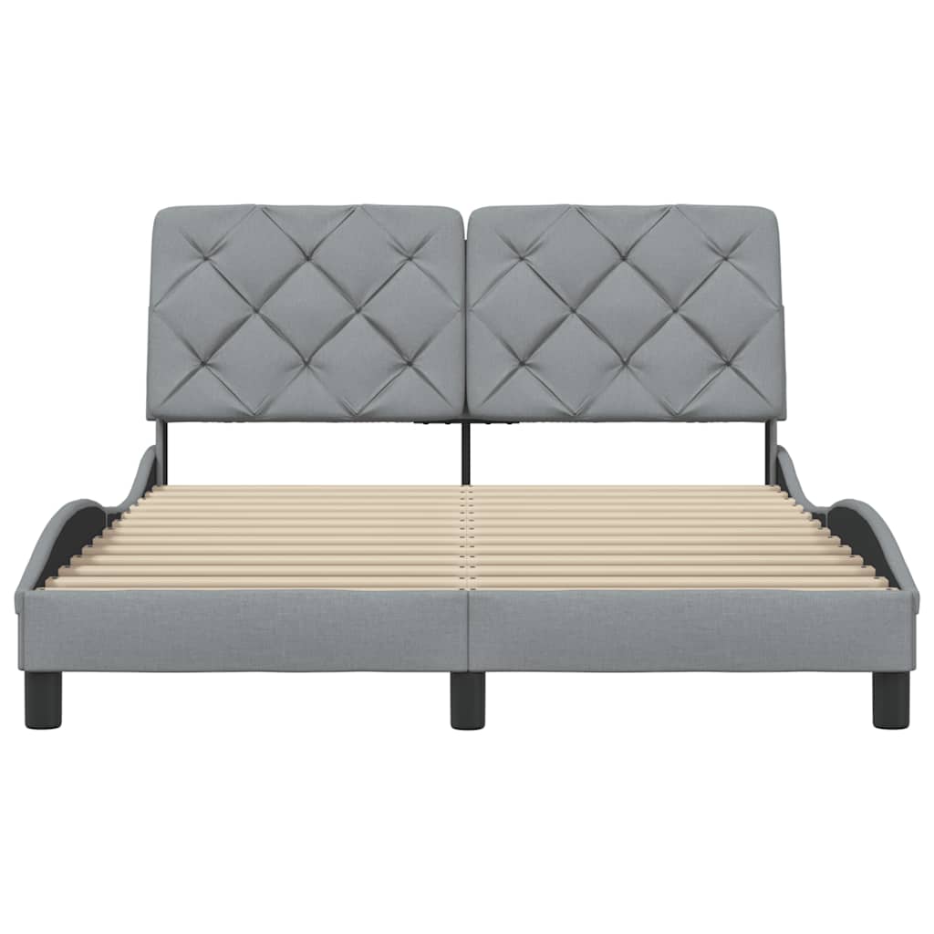 Cadre de lit sans matelas gris clair 140x200 cm tissu - XIOS